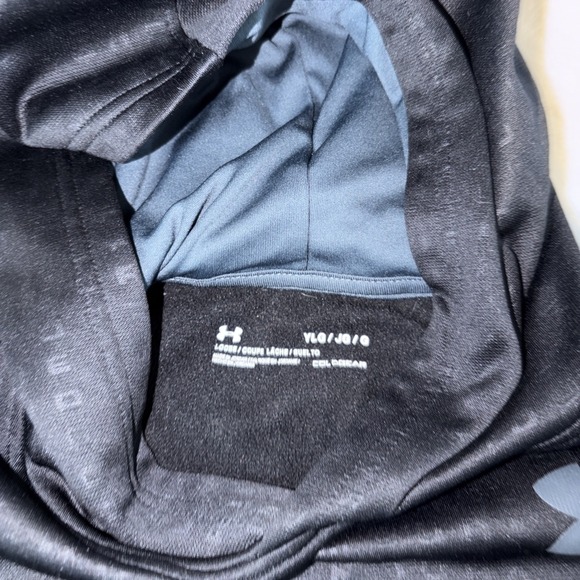 UNDER ARMOUR ―Boys Youth Large LOOSE Black/Gray/Blue Graphic Hoodie Sweatshirt - Picture 5 of 11